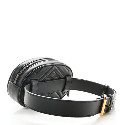 Gucci Calfskin Matelasse GG Marmont Belt Bag 75 30 Black 3 of 11