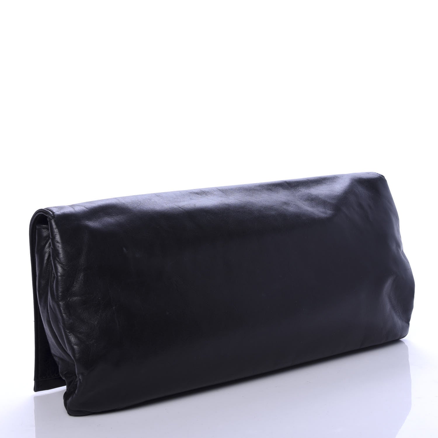 Prada Glace Calfskin Fold Over Clutch Black 3 of 7