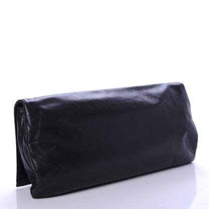 Prada Glace Calfskin Fold Over Clutch Black 3 of 7