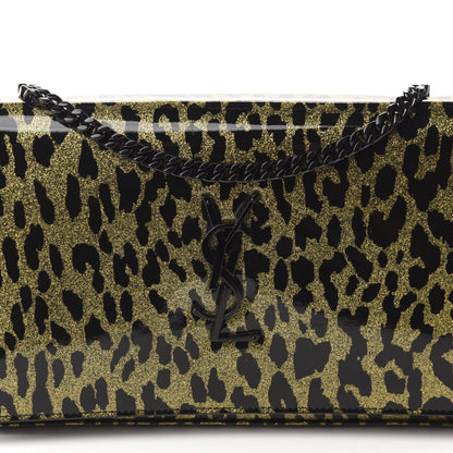Saint Laurent Patent Leopard Print Monogram Chain Wallet Leopard Black Gold 9 of 9