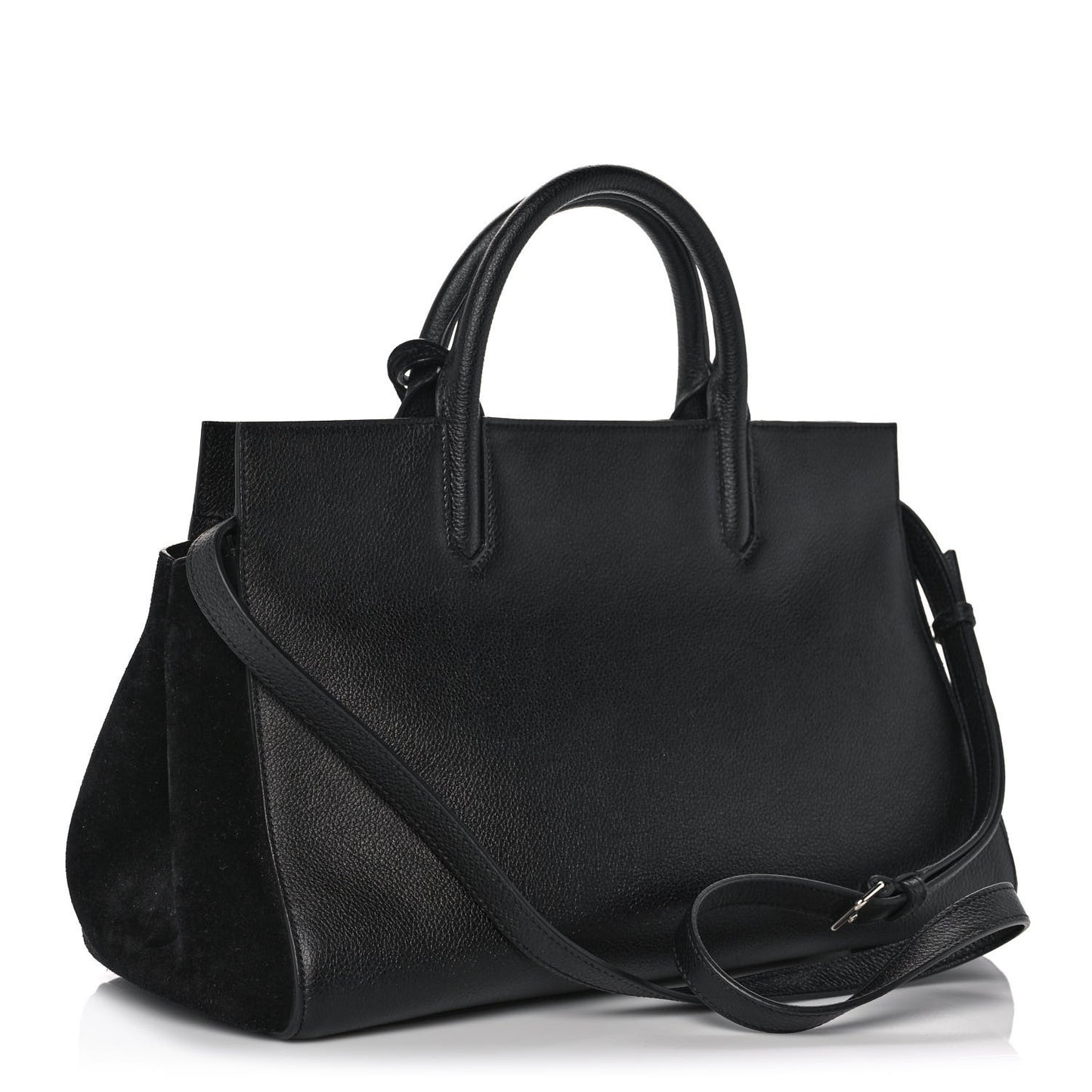 Grained Calfskin Small Cabas Rive Gauche Black