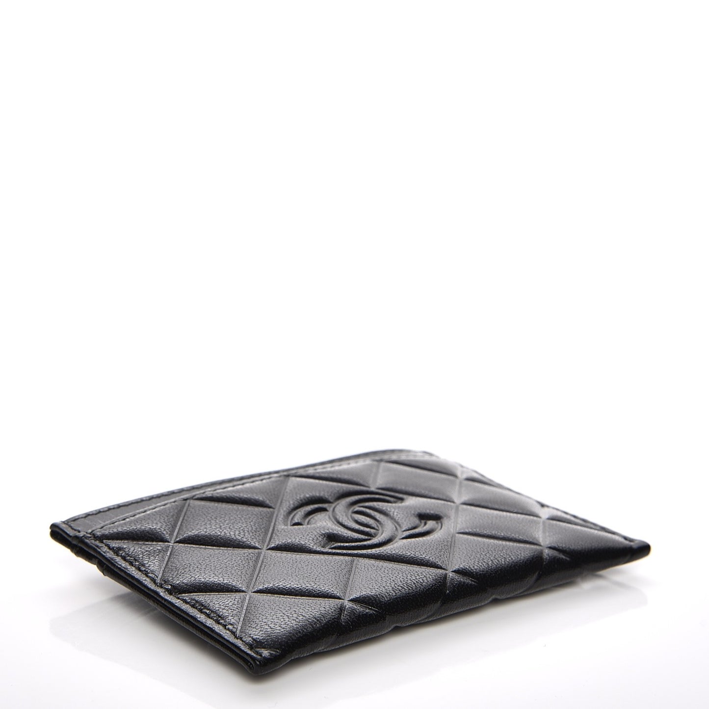 Goatskin Quilted Diamond CC Card Holder Black