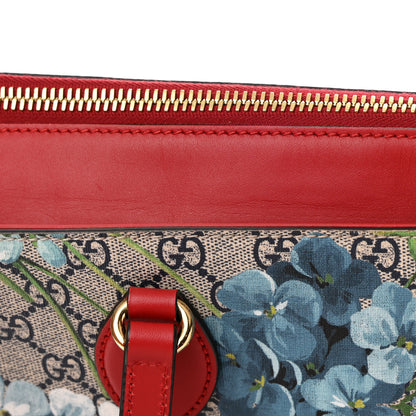 Gucci GG Supreme Monogram Blooms Medium Zippered Bucket Tote Beige Blue Navy Hibiscus Red 12 of 12