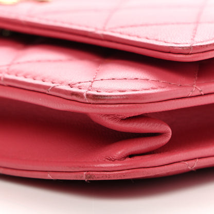 Chanel Lambskin Quilted Trendy CC Wallet On Chain WOC Bright Pink 10 of 10