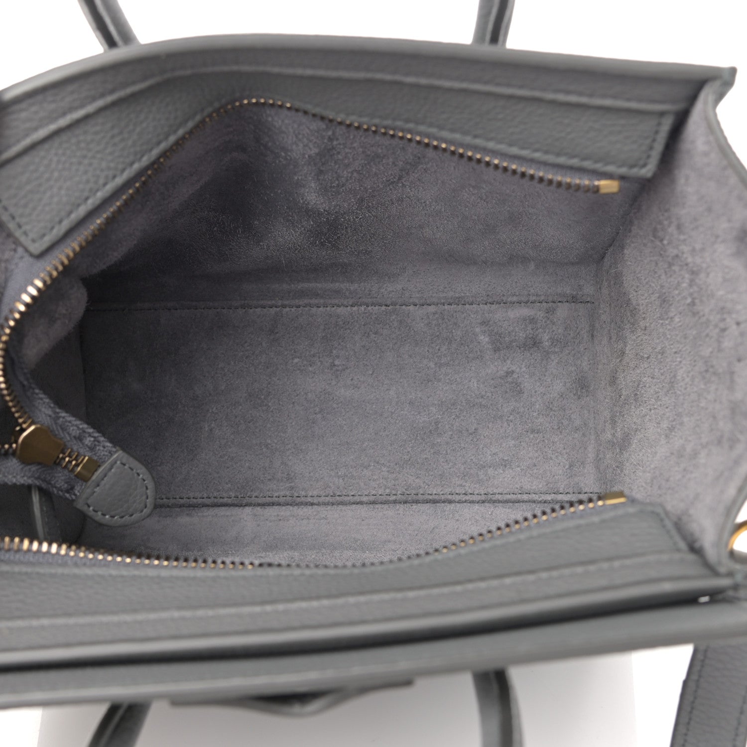 Celine Drummed Calfskin Nano Luggage Kohl 8 of 21