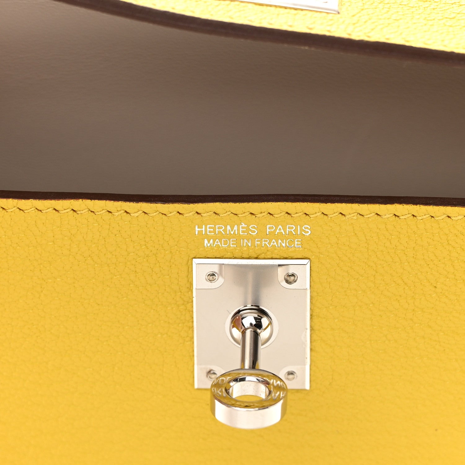 Hermes Chevre Mysore Verso Mini Kelly Sellier 20 Jaune De Naples Nata 6 of 14