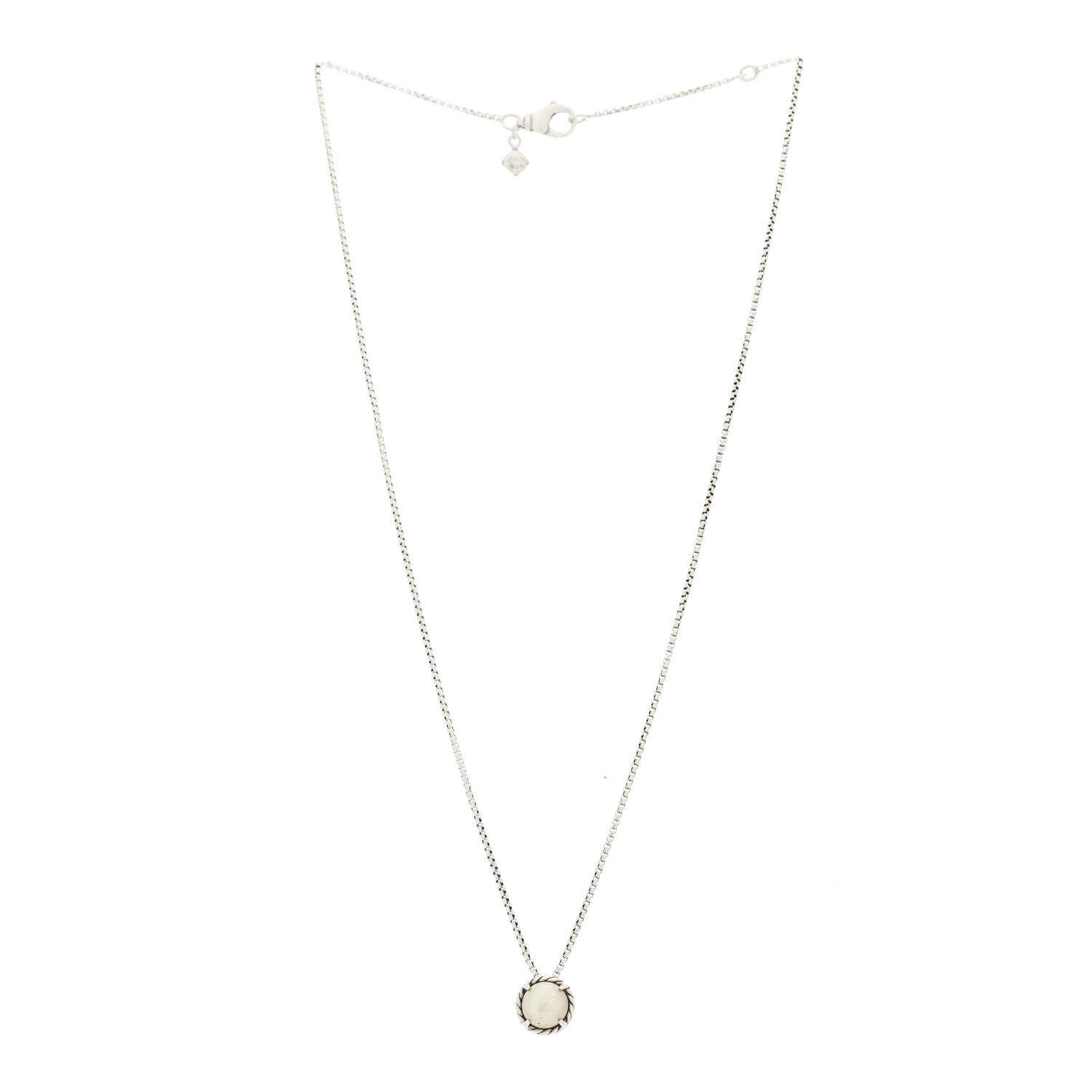 David Yurman Sterling Silver Cultured Pearl 8mm Petite Chatelaine Pendant Necklace 3 of 7