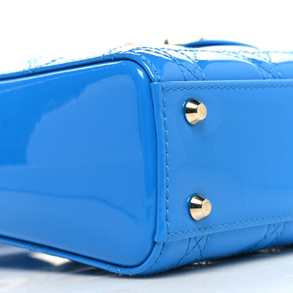 Christian Dior Patent Cannage Mini Lady Dior Blue 9 of 11