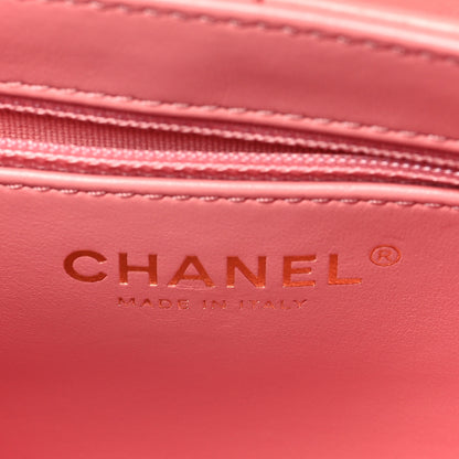Chanel Shiny Aged Calfskin Quilted Nano Kelly Shopper Coral Pink 6 of 10