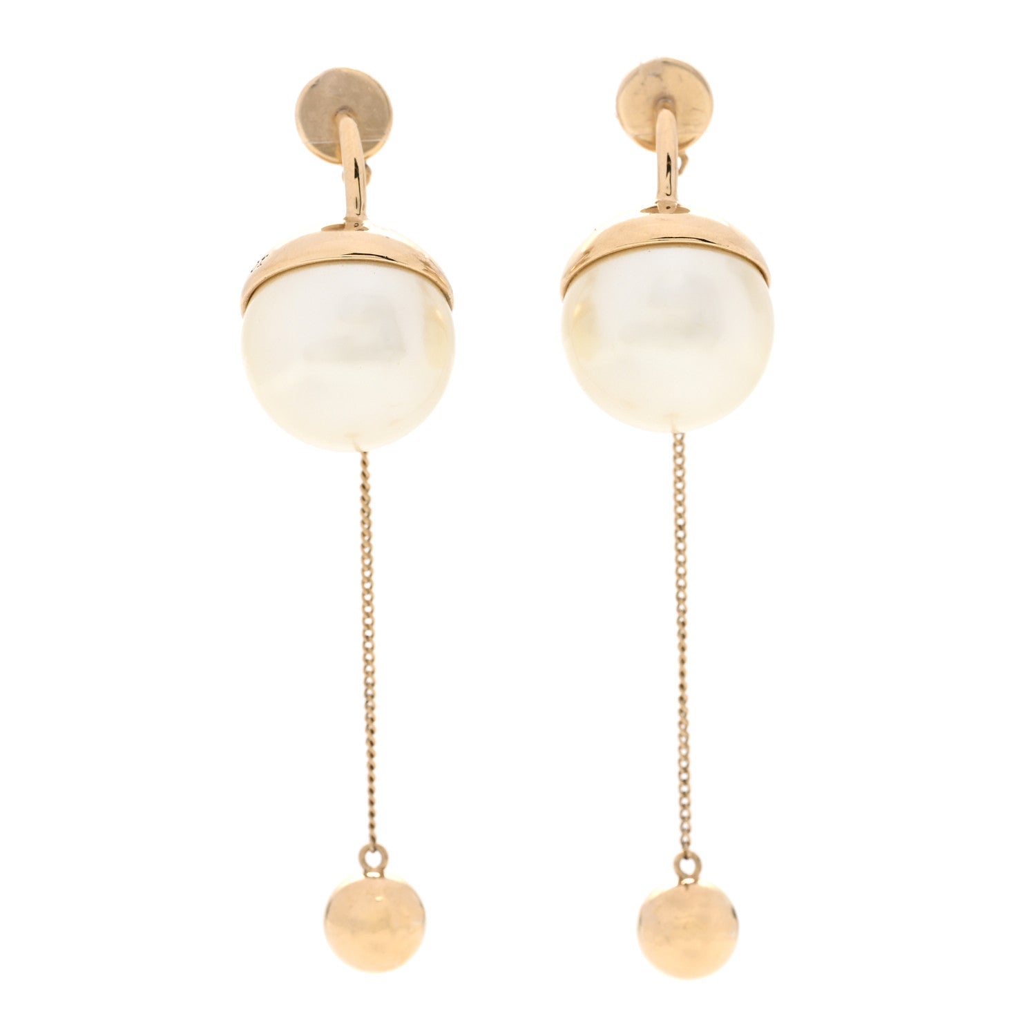 Christian Dior Pearl Mise En Dior Tribal Drop Earrings Gold 1 of 4