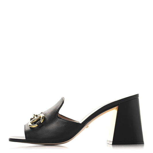 Nappa Horsebit 75mm Slide Sandals 41.5 Black