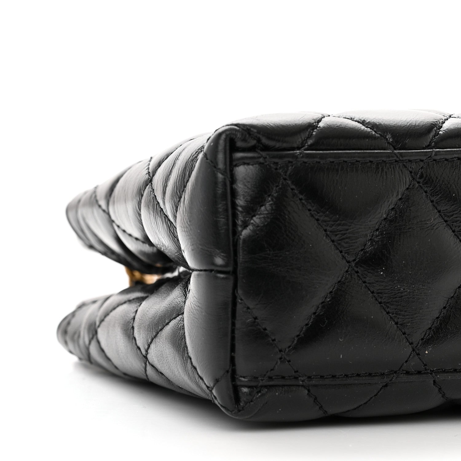 Chanel Shiny Aged Calfskin Quilted Nano Kelly Shopper Black 9 of 10