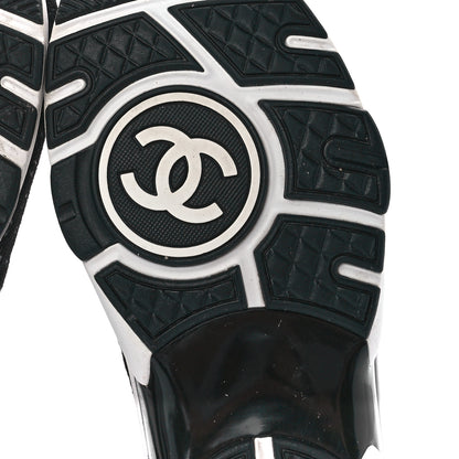 Chanel Nylon Suede Calfskin Printed CC Sneakers 40 White Black 6 of 9