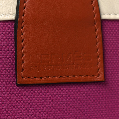 Hermes Military Toile Canvas Swift Steeple 25 Bag Rose Pourpre Cuivre Nata 6 of 10