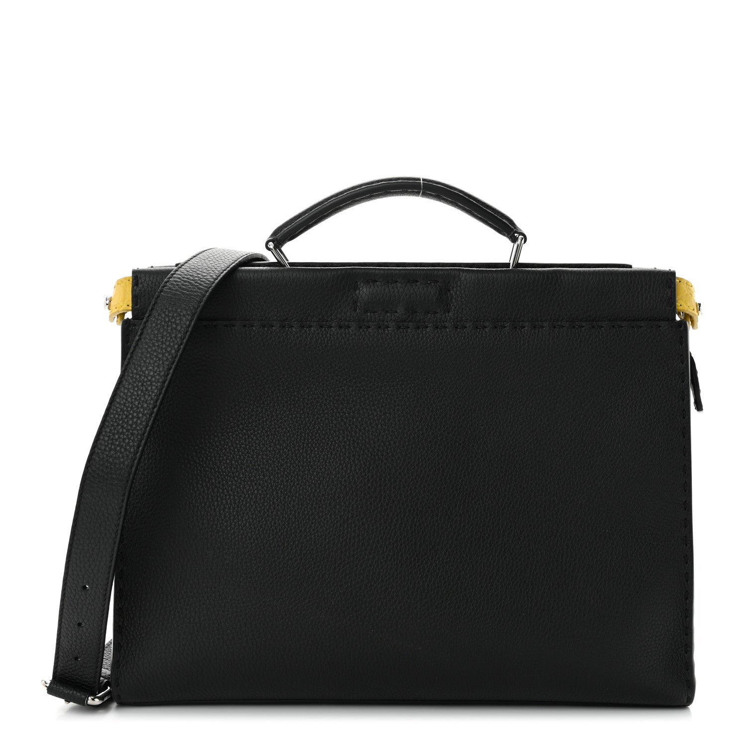 Fendi Cuoio Romano Selleria Crocodile Embossed Calfskin Monster Eyes Large Peekaboo Iconic Fit Satchel Black Sunflower 1 of 11