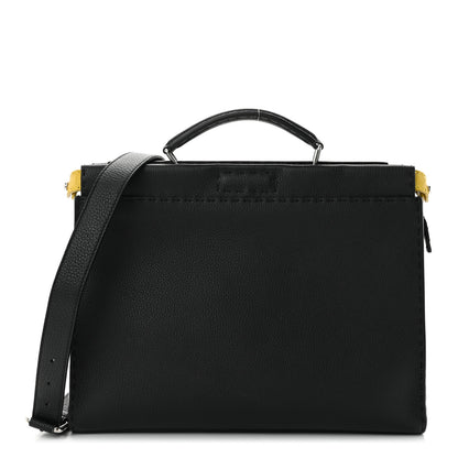 Fendi Cuoio Romano Selleria Crocodile Embossed Calfskin Monster Eyes Large Peekaboo Iconic Fit Satchel Black Sunflower 1 of 11