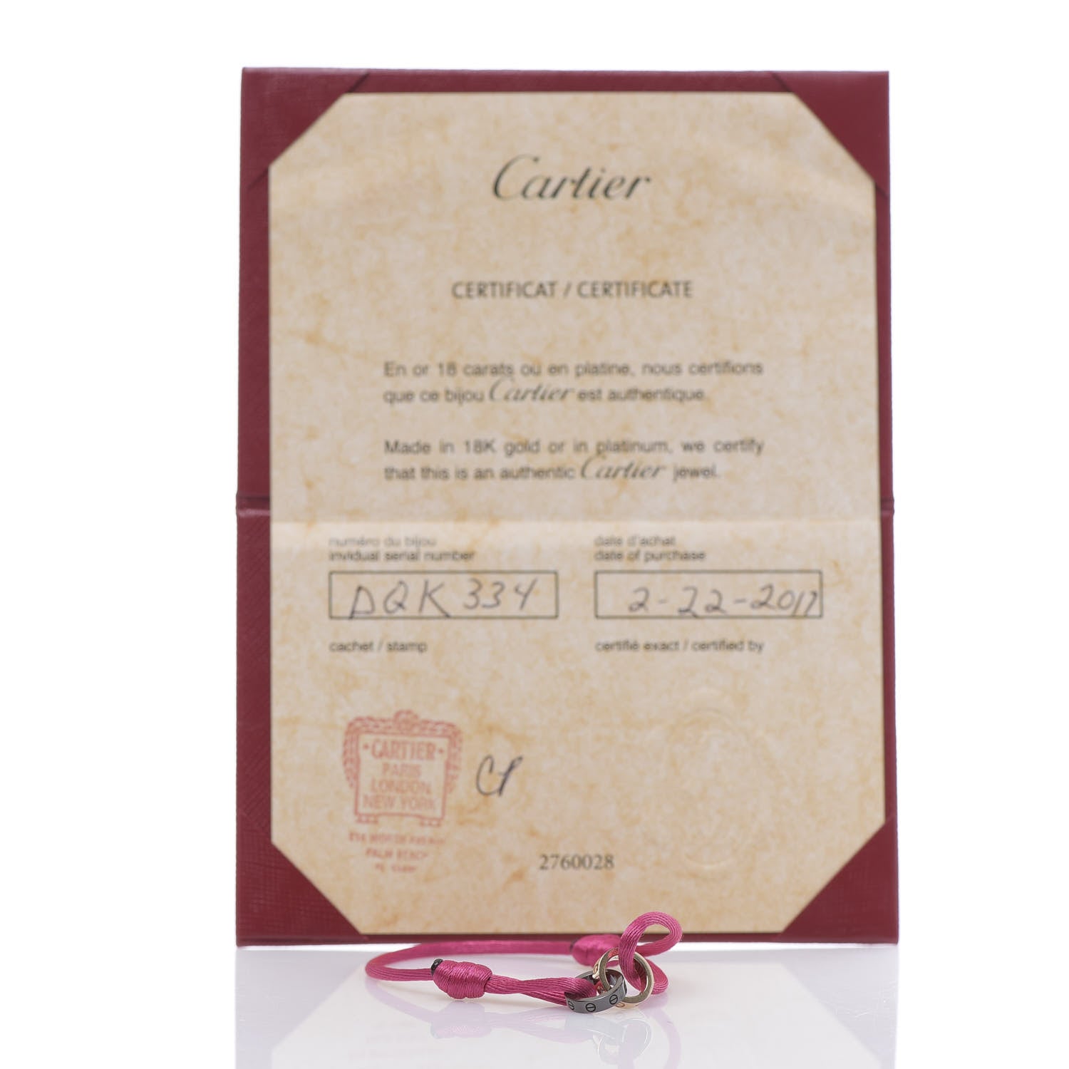 Cartier 18K Pink Gold Ceramic 4 Diamond LOVE Cord Bracelet Hot Pink 8 of 8