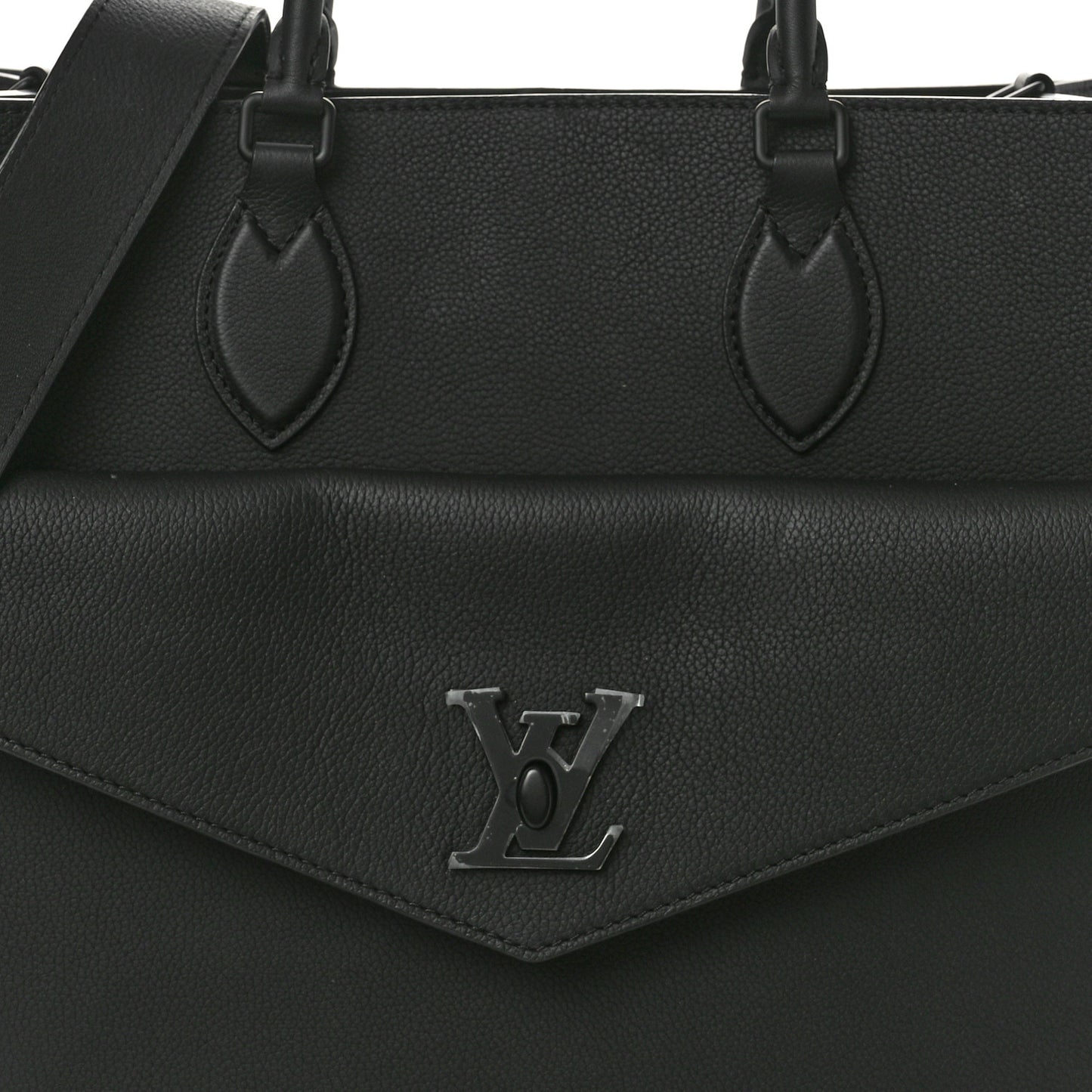 Soft Calfskin Lockme Tote MM Black