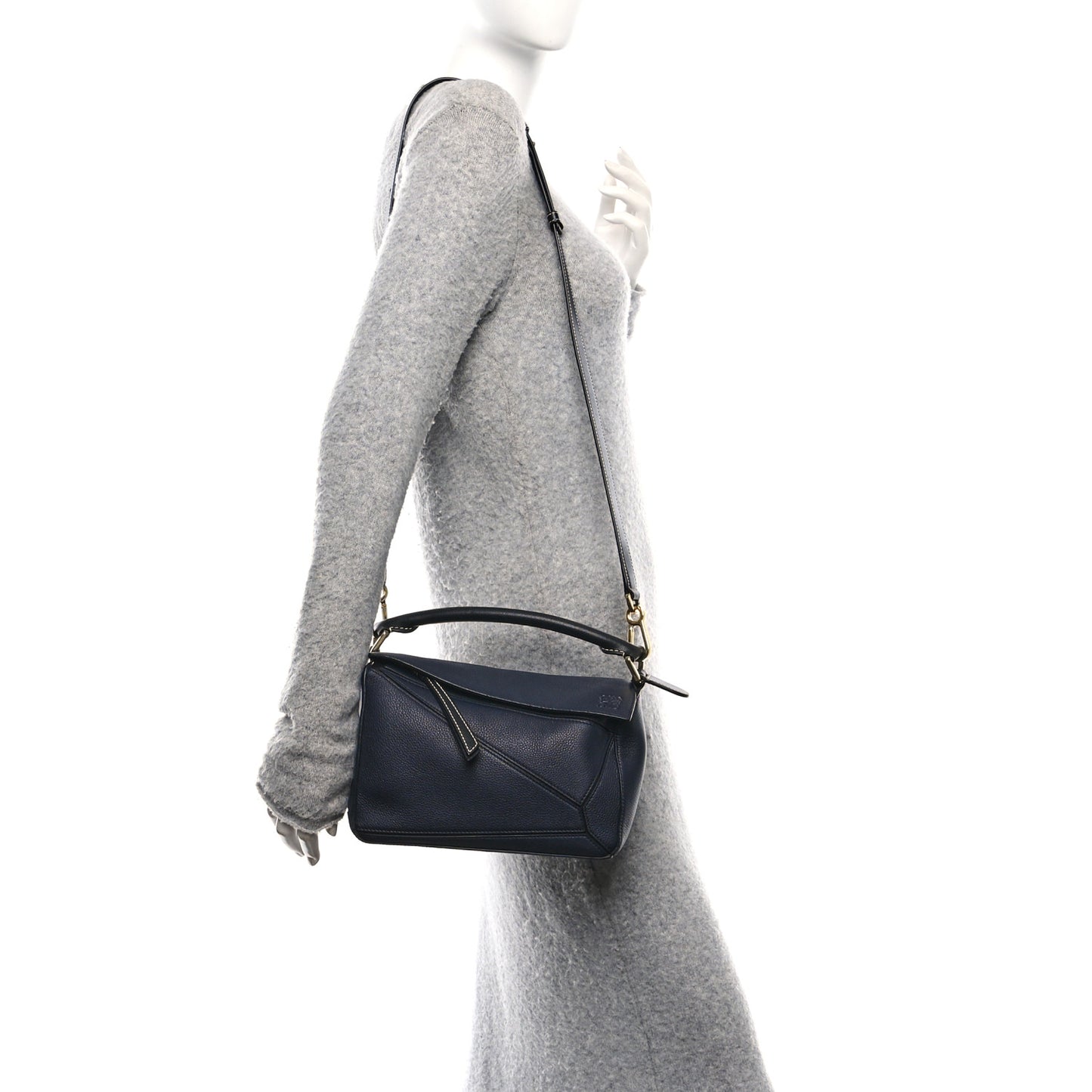 Calfskin Small Puzzle Bag Midnight Blue Black