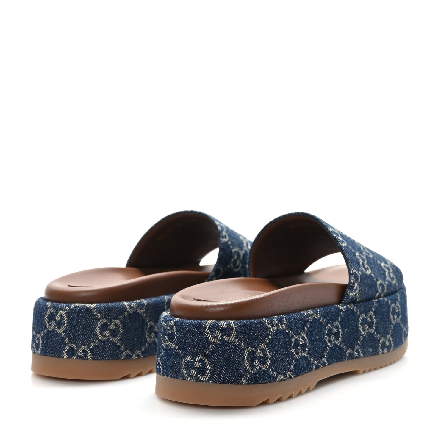 New Denim GG Monogram Angelina Platform 55mm Slide Sandals 35.5 Blue Tea