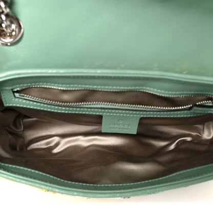 Gucci Sequin Satin Calfskin Matelasse Diagonal Small GG Marmont Shoulder Bag Grigio Argento Verde Chiaro Rosa Giallo Light Water Green 5 of 12