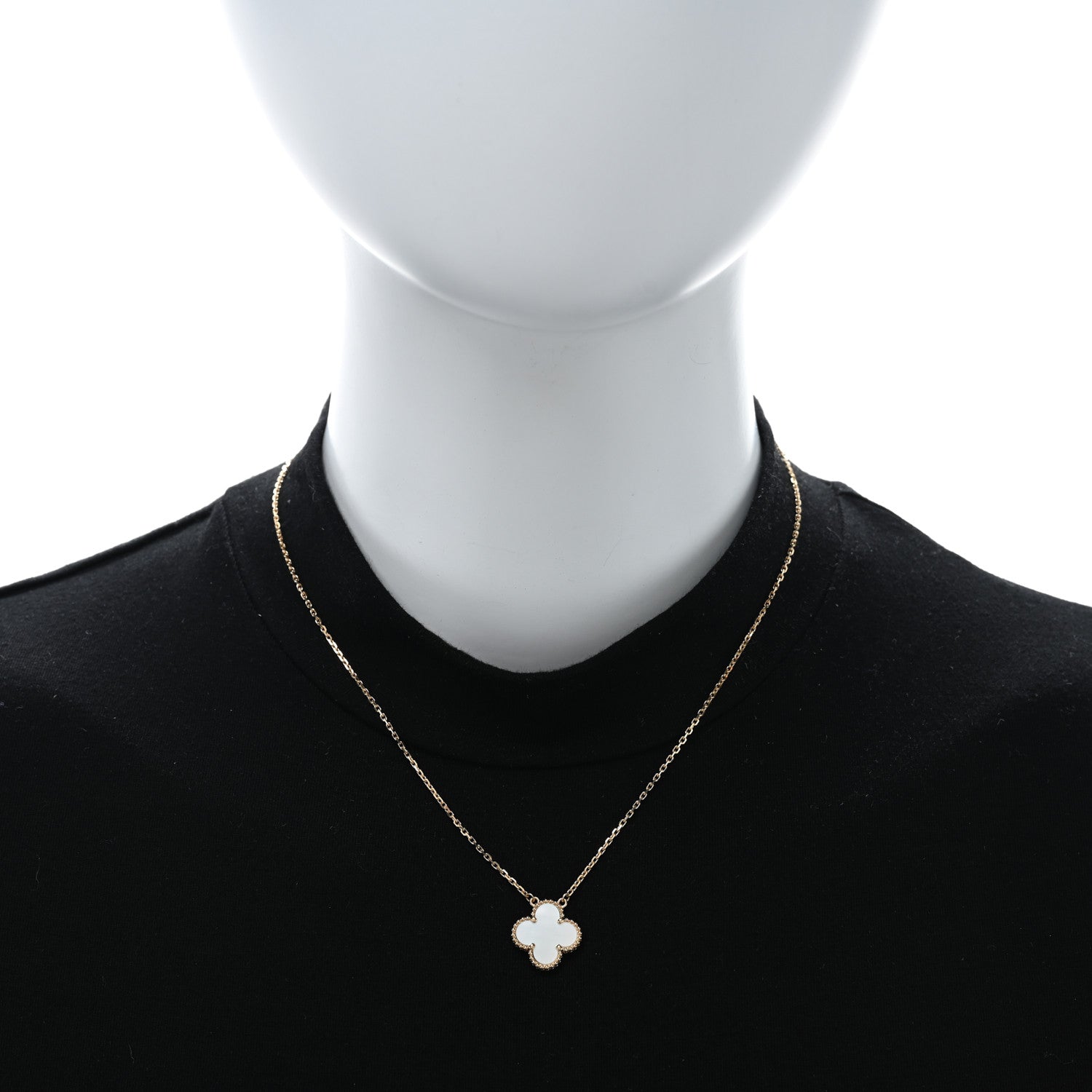 Van Cleef & Arpels 18K Yellow Gold Mother of Pearl Vintage Alhambra Pendant Necklace 2 of 4