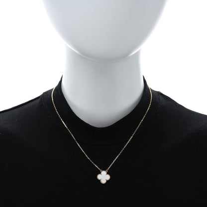 Van Cleef & Arpels 18K Yellow Gold Mother of Pearl Vintage Alhambra Pendant Necklace 2 of 4