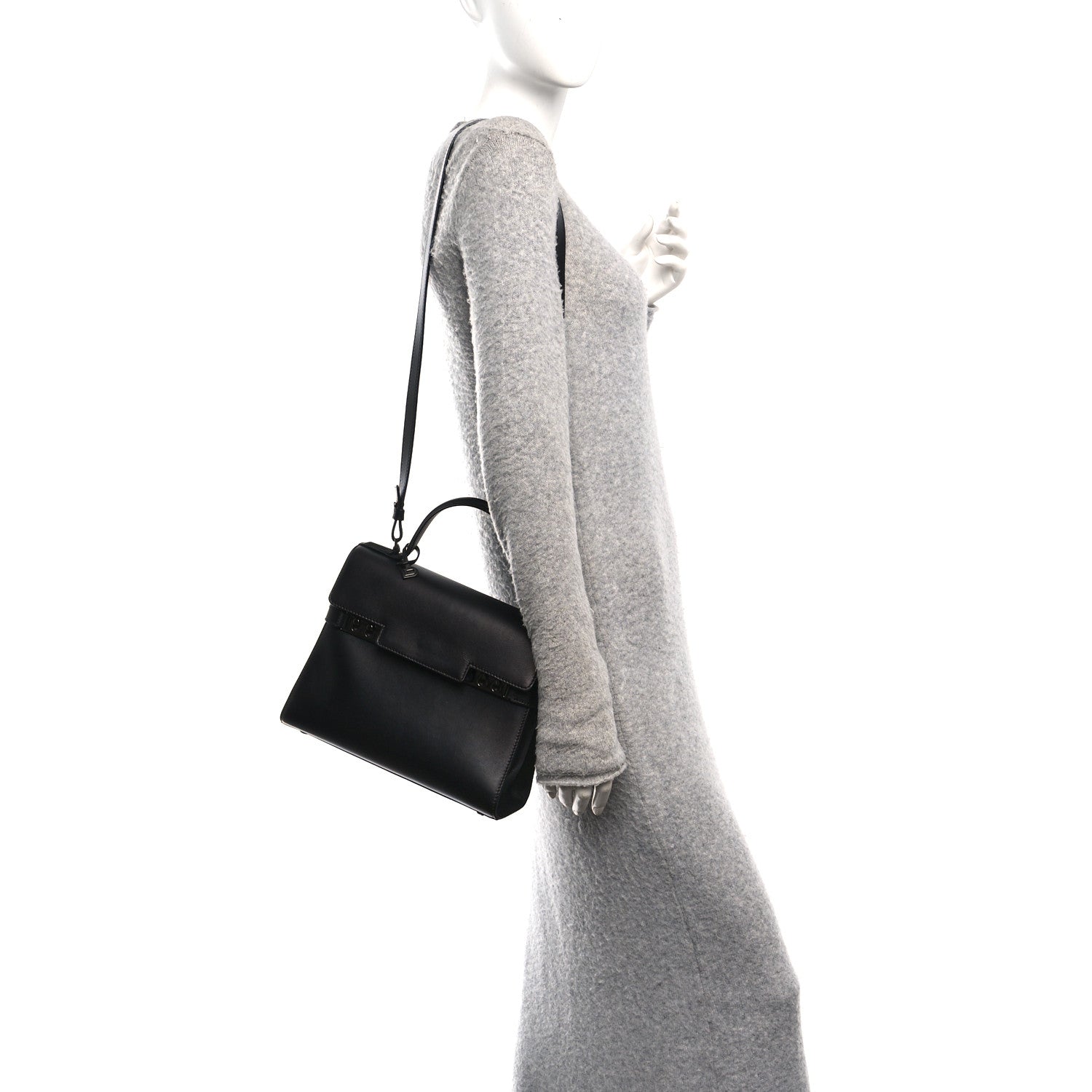 Delvaux Calfskin MM Tempete Satchel Black 2 of 11