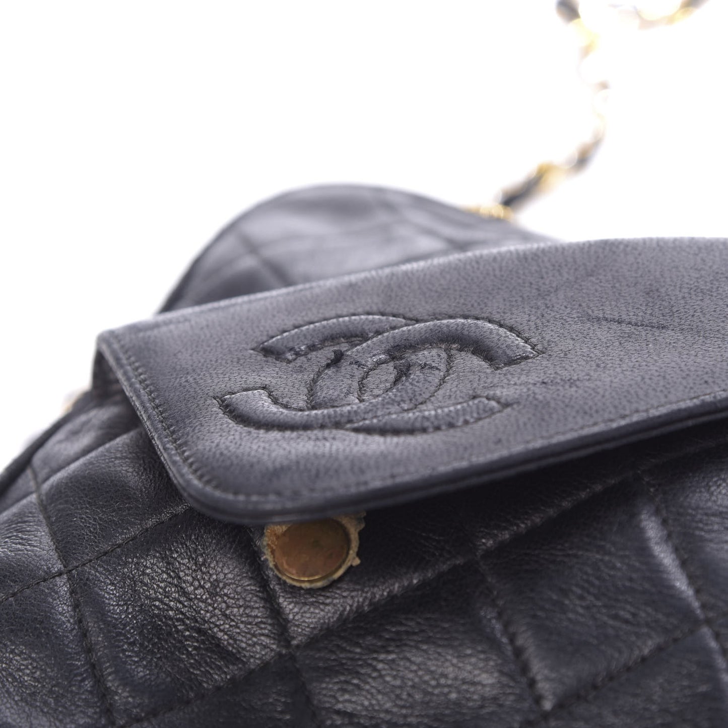 Lambskin Quilted Flap Tassel Camera Case Black