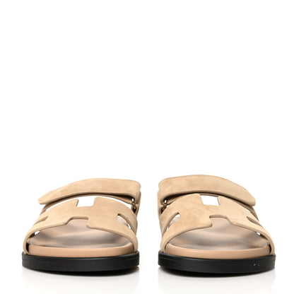 Hermes Suede Goatskin Womens Chypre Sandals 38 Beige Argile 2 of 9
