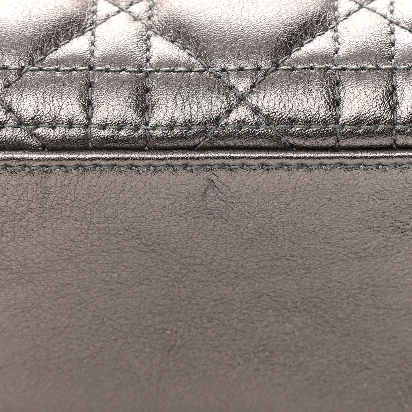 Lambskin Cannage Small My ABCDior Lady Dior Metallic Grey