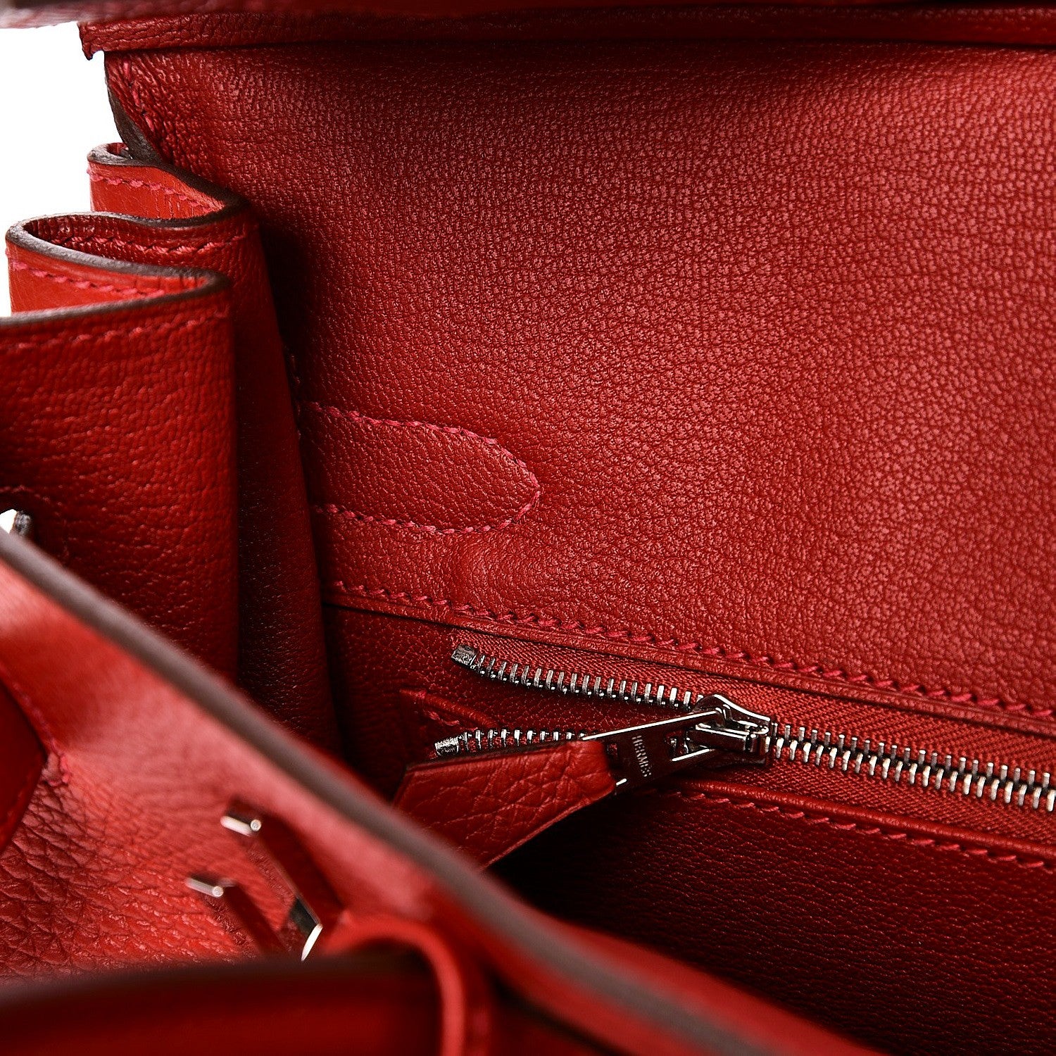 Hermes Taurillon Clemence Birkin 30 Rouge Casaque 25 of 33