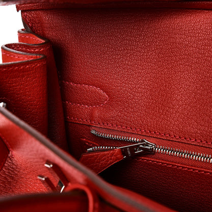 Hermes Taurillon Clemence Birkin 30 Rouge Casaque 25 of 33