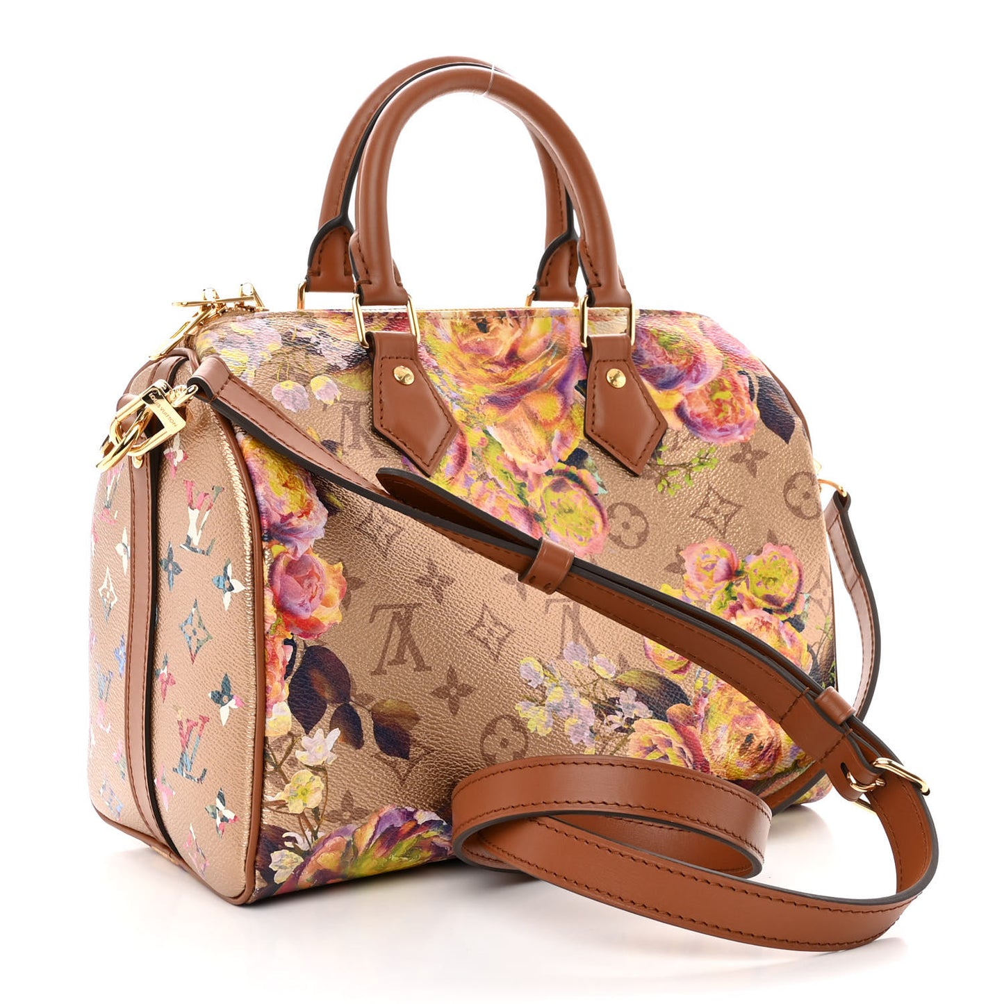 Metallic Monogram LV Garden Speedy Bandouliere 25 Gold
