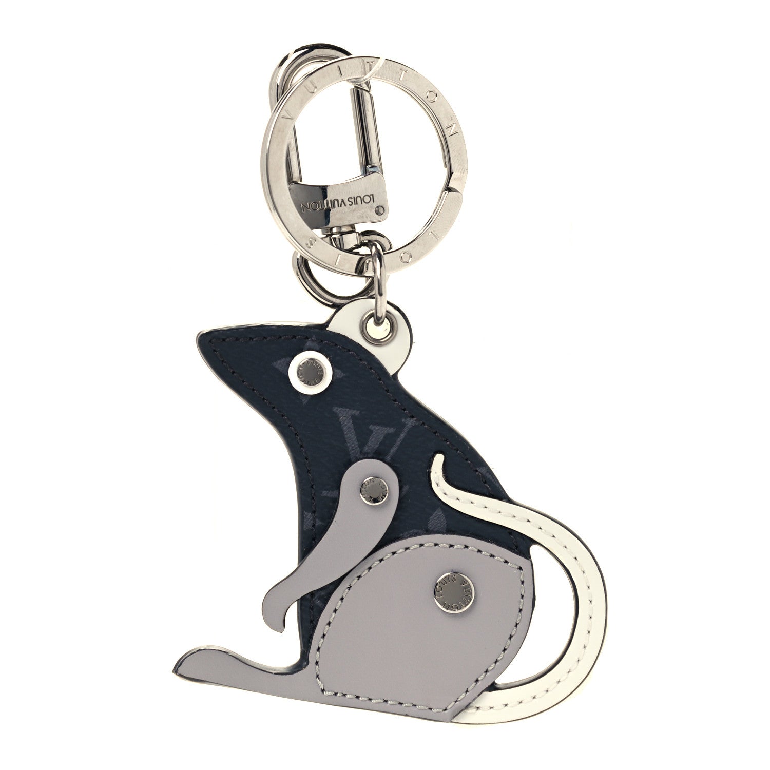 Louis Vuitton Calfskin Monogram Eclipse Rat Bag Charm Key Holder 1 of 3