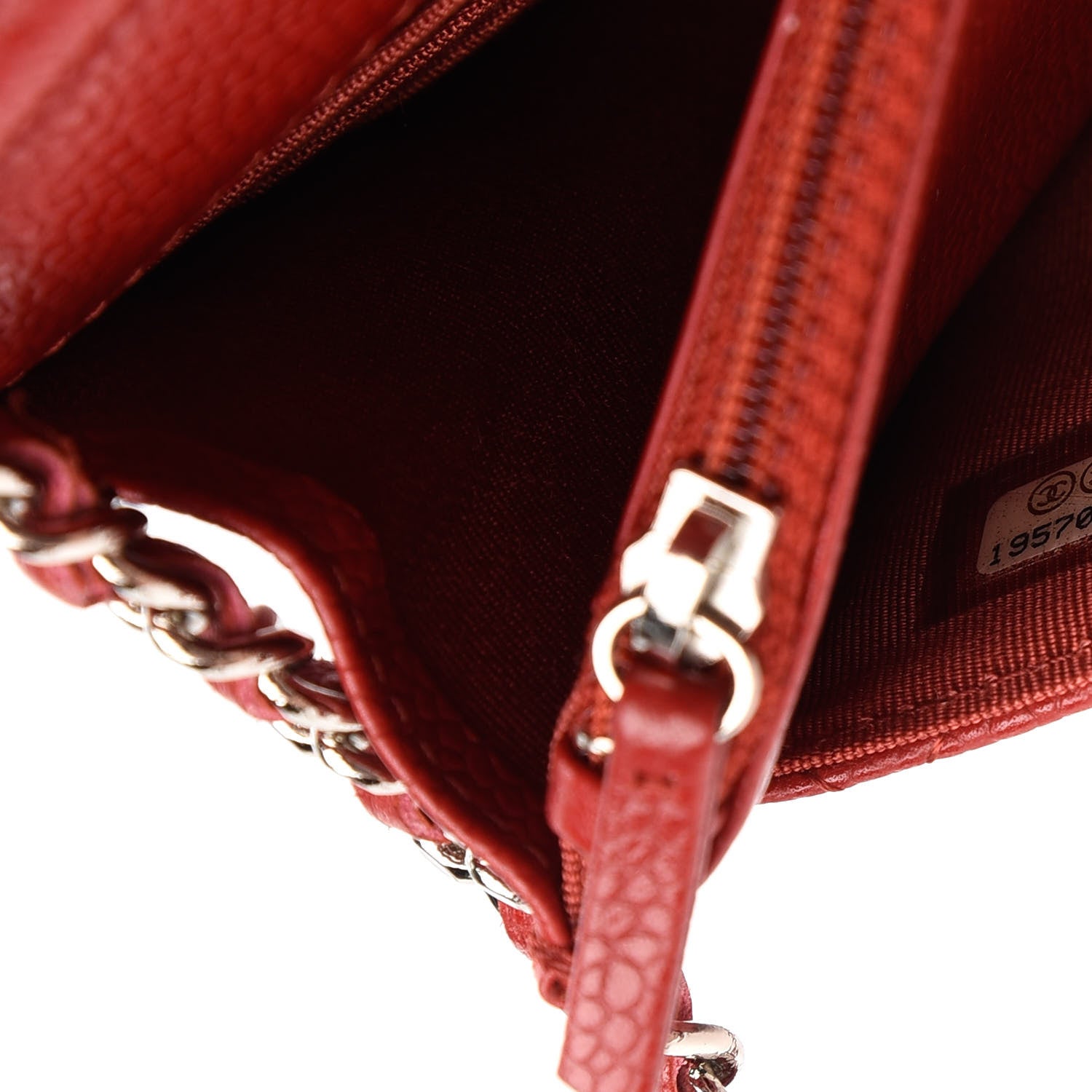 Chanel Caviar Quilted Wallet On Chain WOC Dark Red 10 of 12