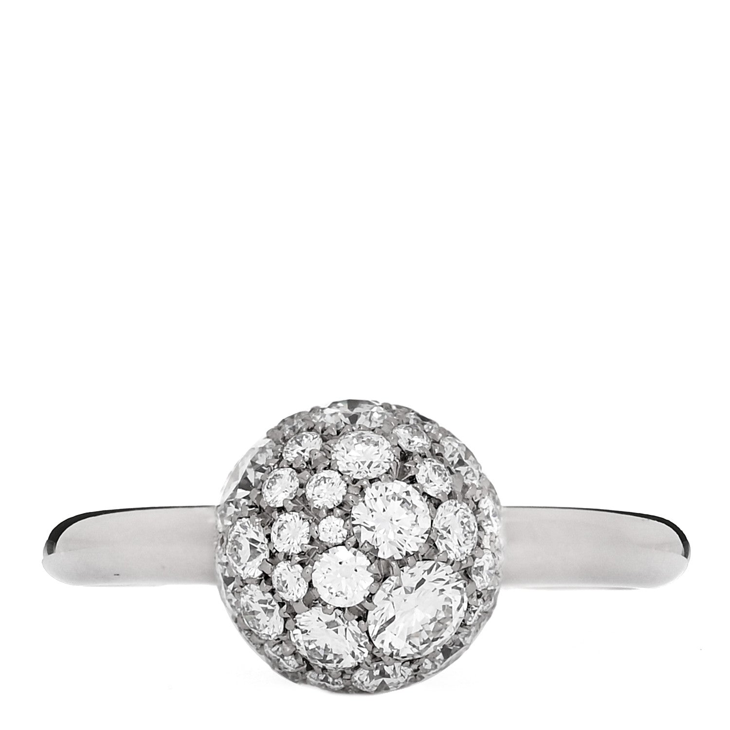 Tiffany 18K White Gold Diamond 8mm HardWear Ball Ring 52 6 1 of 6