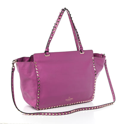 Valentino Garavani Vitello Medium Rockstud Tote Purple Violet 3 of 9