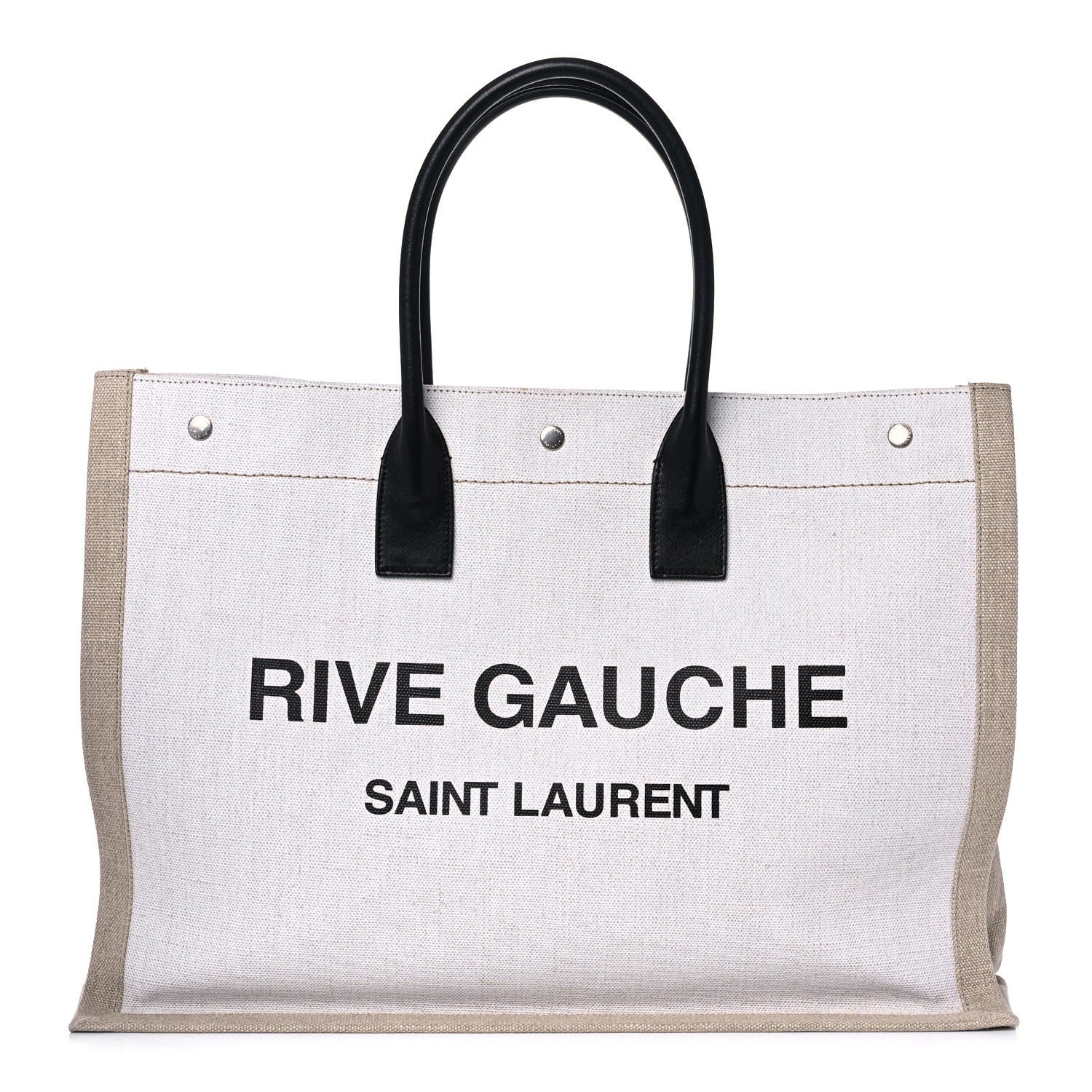 Saint Laurent Linen Calfskin Rive Gauche Tote Optic White 1 of 17