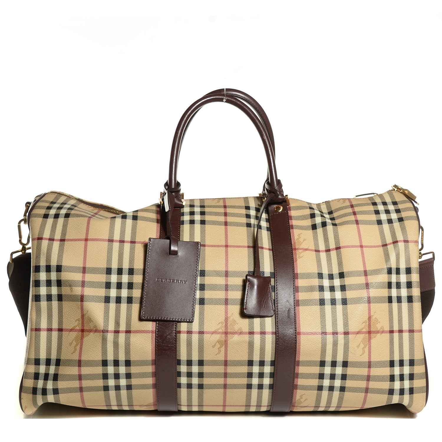 Burberry Haymarket Check Large Holdall Duffel Bag Brown 1 of 7