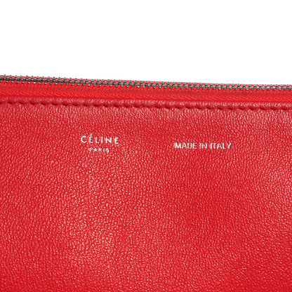 Celine Drummed Calfskin Suede Double Zip Trapeze Vermillion 8 of 19