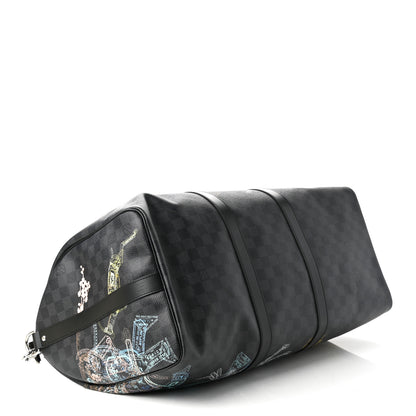 Louis Vuitton Damier Graphite Stamps Keepall Bandouliere 50 5 of 16