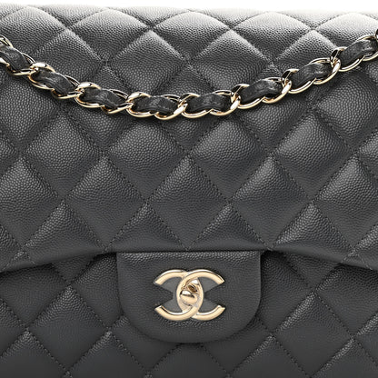 Chanel Caviar Quilted Jumbo Double Flap Dark Grey 8 of 11