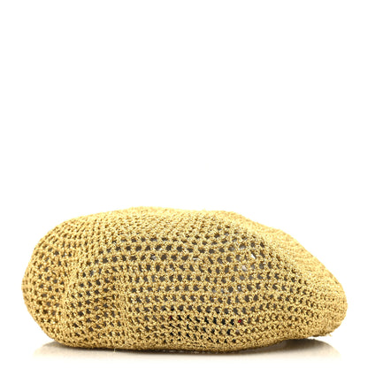 Gucci Metallic Crochet Knit Thelma Beret Hat Gold 6 of 9