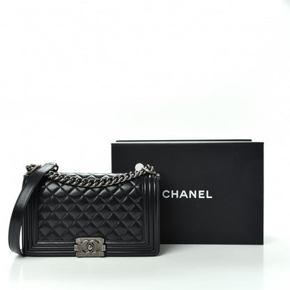 Chanel Lambskin Quilted Medium Boy Flap Black 10 of 11