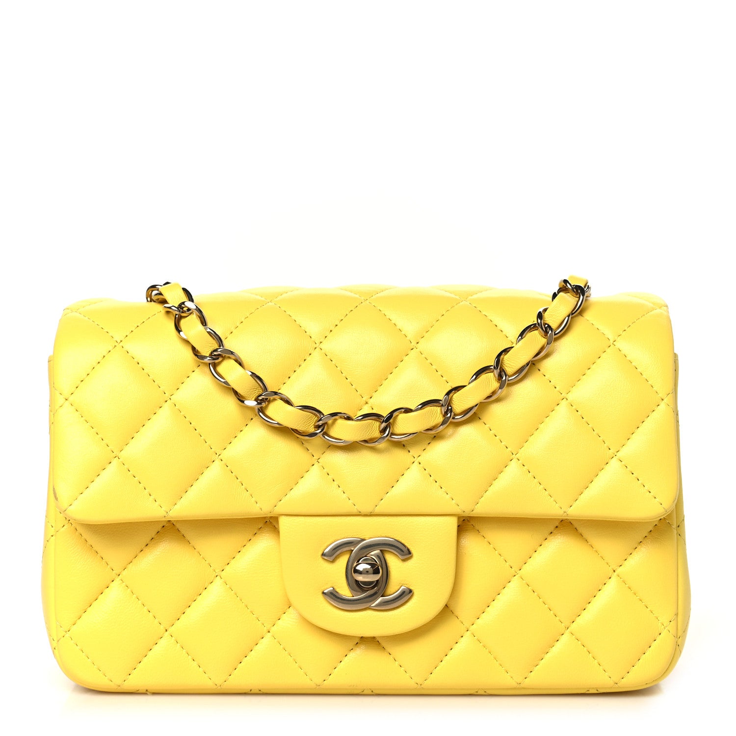 Chanel Lambskin Quilted Mini Rectangular Flap Yellow 1 of 11