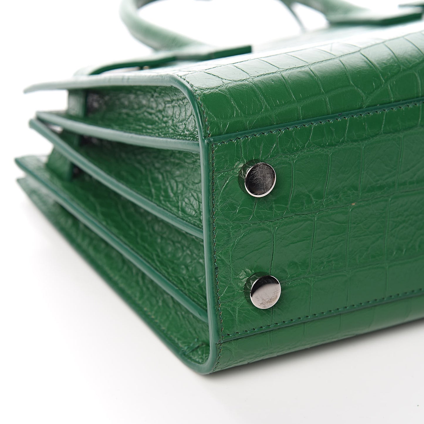 Calfskin Crocodile Embossed Nano Sac De Jour Green