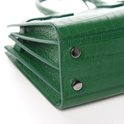Saint Laurent Calfskin Crocodile Embossed Nano Sac De Jour Green 8 of 10