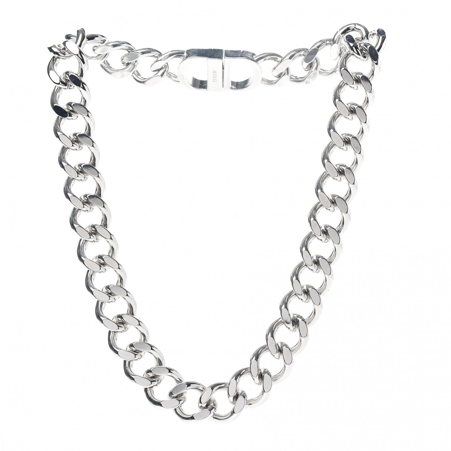 Christian Dior Metal CD Choker Necklace Silver 3 of 5