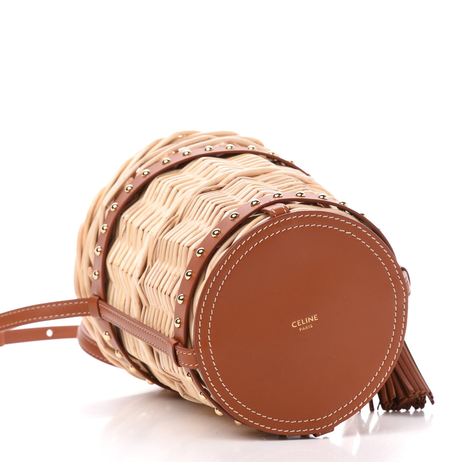 Celine Wicker Calfskin Mini Panier Bucket Bag Natural Tan 4 of 11